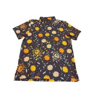 William Murray Golf Polo Shirt Mens Large Navy Flowers Mums The Word